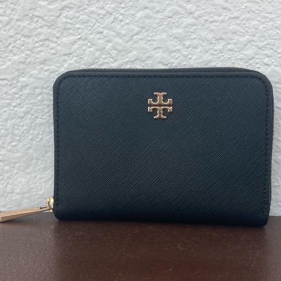 Tory Burch Handbags - Tory Burch Black Saffiano Leather Zip Around Wallet Card Case with Key Holder